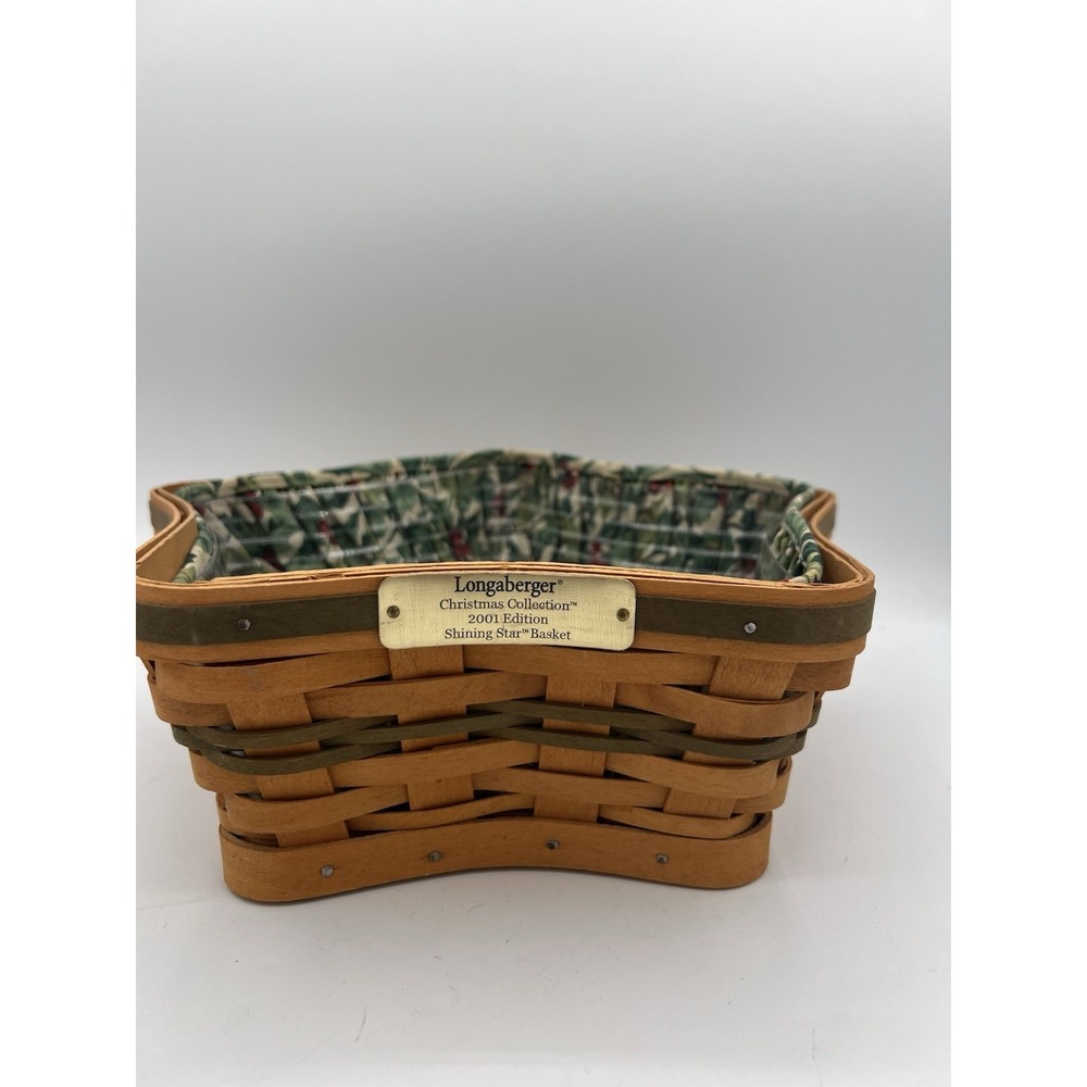 Longaberger Christmas Collection 2001 Shining‎ Star Basket w/Liner & Protector